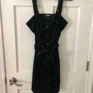 Black corduroy dress with tie belt